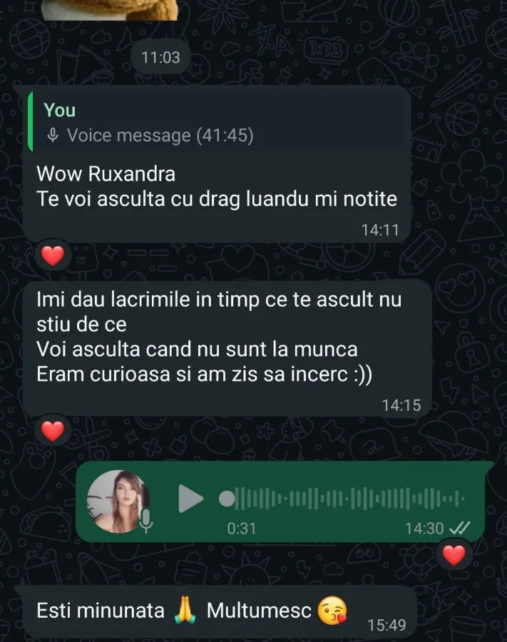 Mesaj primit de la Cristina