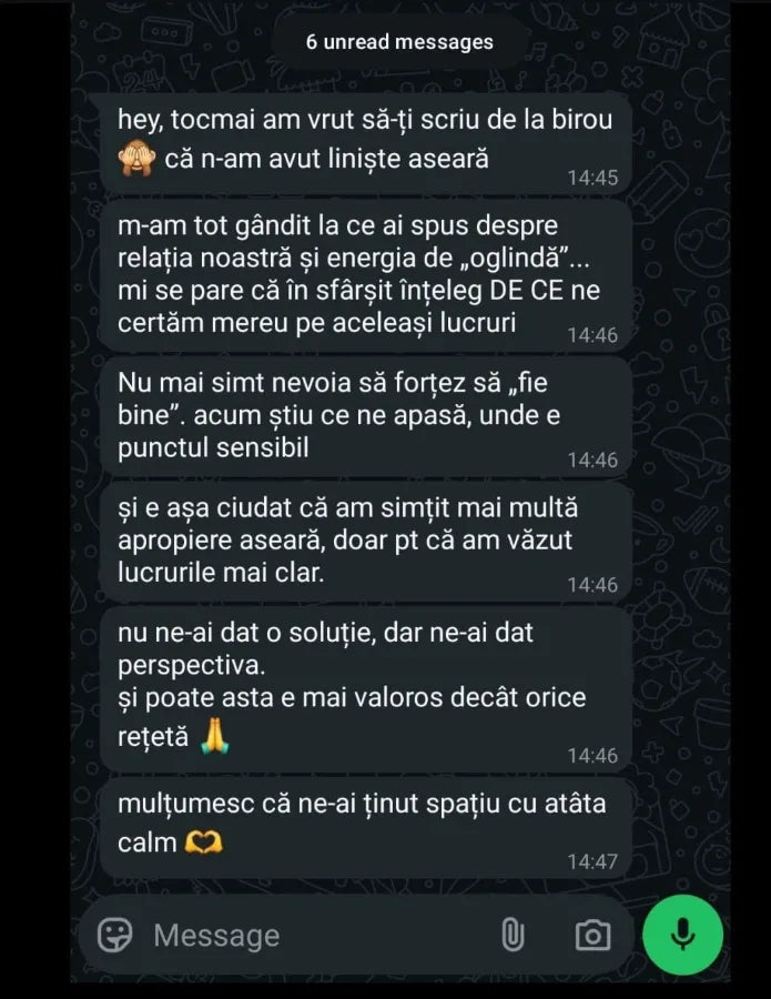 Mesaj primit de la Andreea