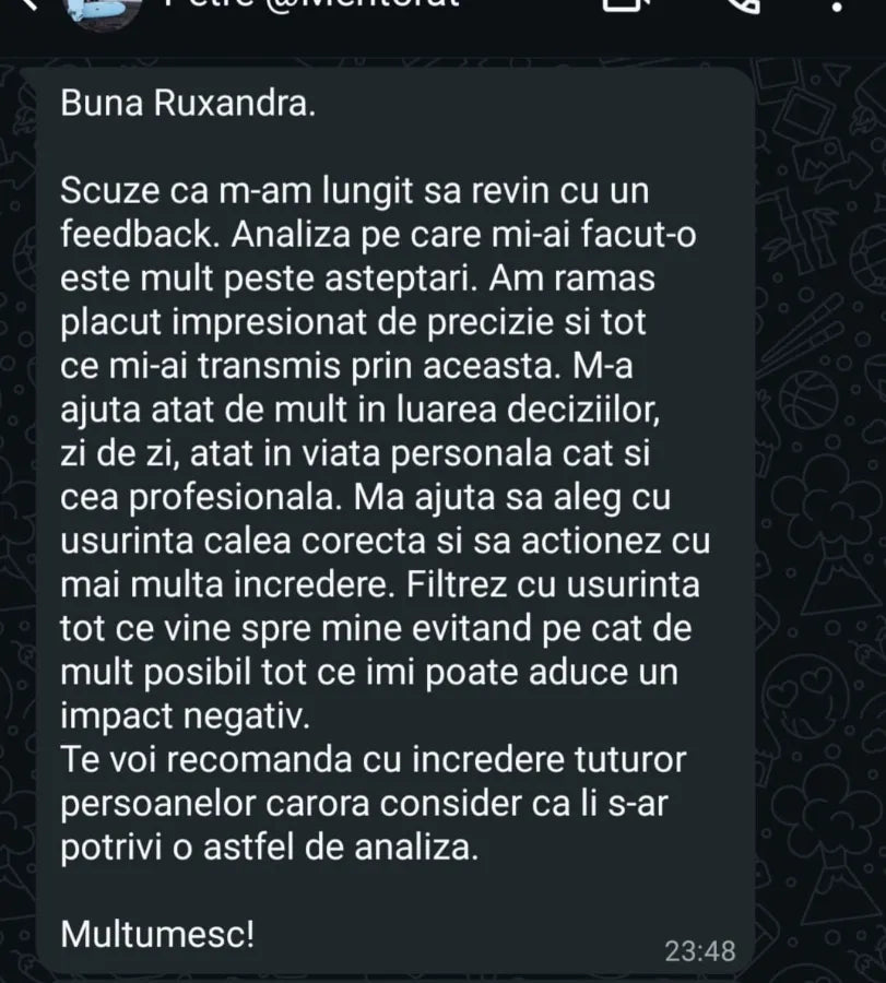 Mesaj primit de la Petre