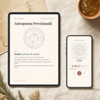 Ce primești: sinteza scrisă a astrogramei previzionale în PDF, pe tabletă, și interpretarea audio de peste o oră, pe telefon