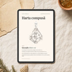 Ce primești: interpretarea scrisă a compatibilității Human Design, în PDF, cu harta compusă a relației, pe tabletă