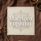 Compatibilitate Matricea Destinului Astral Herbarium: matricea relației completă, cu cercul anilor, linia banilor și a inimii, pe o foaie pătrată de hârtie personalizată