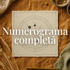 Numerogramă completă Astral Herbarium: roata datei nașterii, cu drumul vieții, ziua nașterii și ciclurile vieții, pe o foaie pătrată de hârtie personalizată