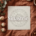 Sinastrie Astral Herbarium: roata dublă completă, cu harta unei persoane în interior și a celeilalte în inelul exterior, pe o foaie de hârtie personalizată