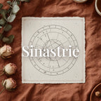 Sinastrie Astral Herbarium: roata dublă completă, cu harta unei persoane în interior și a celeilalte în inelul exterior, pe o foaie de hârtie personalizată