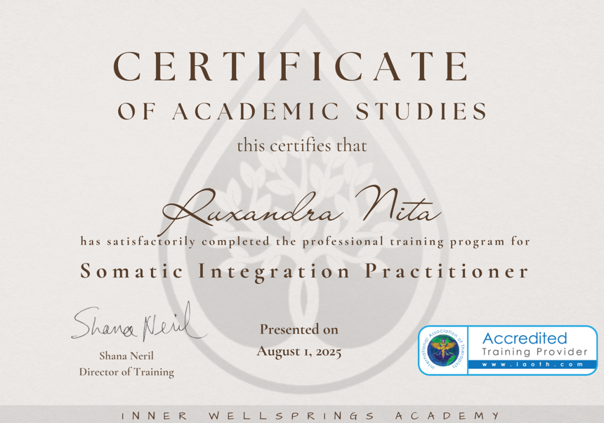 somatic certificate ruxandra